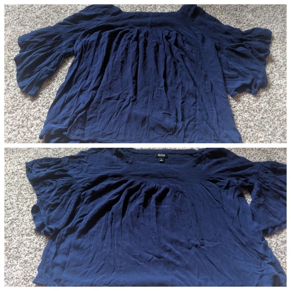 Navy Blue Half Sleeve Blouse - Picture 3 of 3